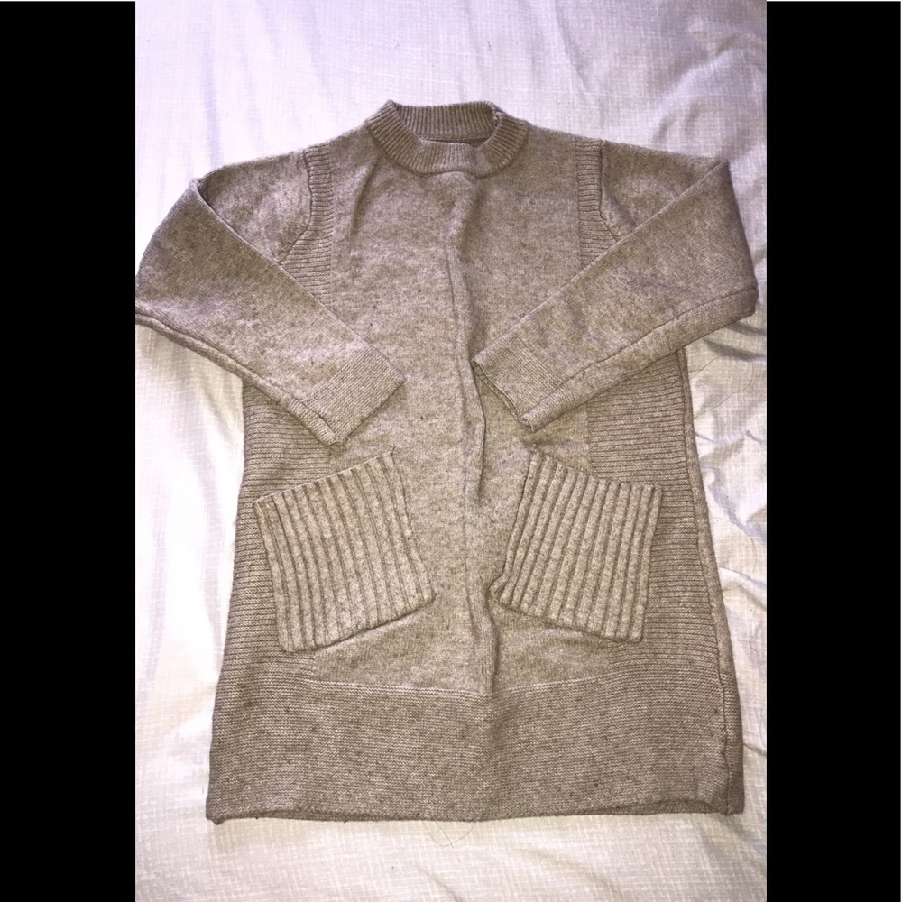 Tan-Grey Sweater dress
